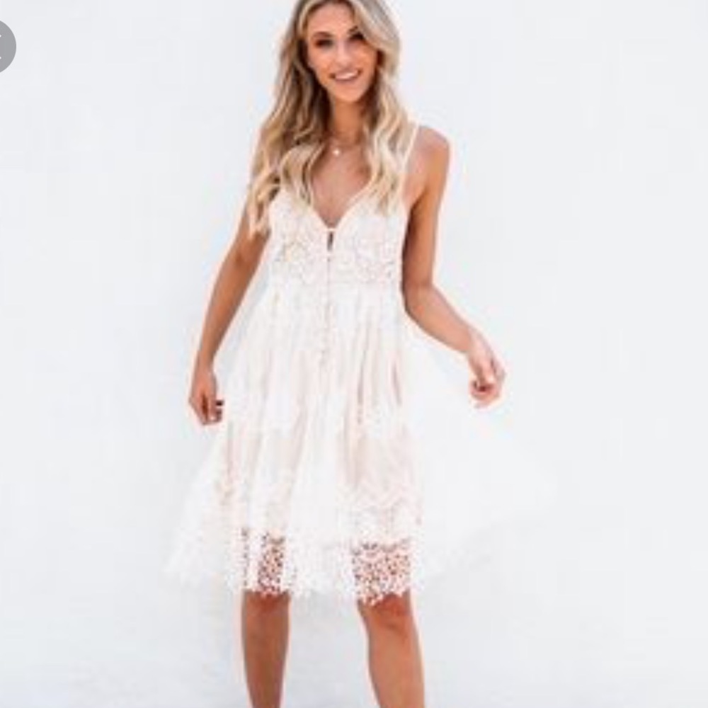 Vici Once Upon A Time White Crochet Lace Dress